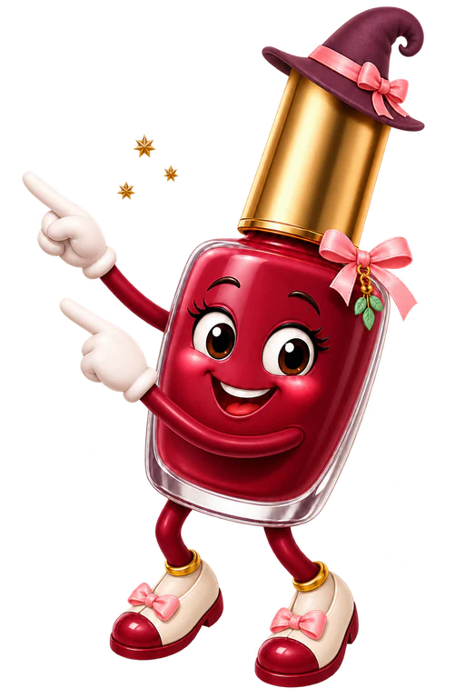 Angel Star nail polish mascot inviting you to book